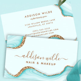 Eleganter Gold Glitzer Aqua Marble Visitenkarte