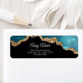 Eleganter Gold Glitzer Aquamarin Agate Rücksendead (Insitu)