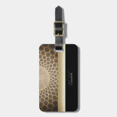 Eleganter Gold Glitzer Arabesque - Personalisiert Gepäckanhänger (Vorderseite vertikal)