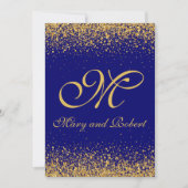 Eleganter Gold-Glitzer auf Royal Blue Einladung (Vorderseite)
