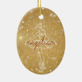 Eleganter Gold Glitzer Ballerina Dancer Keramik Ornament (Hinten)