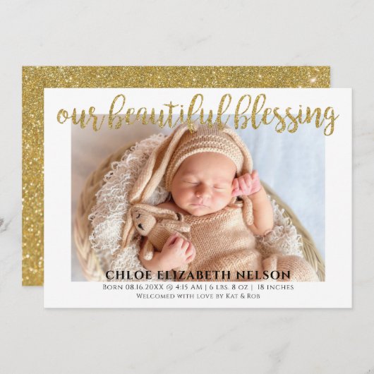Eleganter Gold Glitzer Beautiful Segen Baby Birth (Vorne/Hinten)