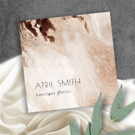 Eleganter Gold Glitzer Beige Marble Agate QR Code Quadratische Visitenkarte