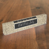Eleganter Gold Glitzer Best Boss Lady Namensplakette (Seite)