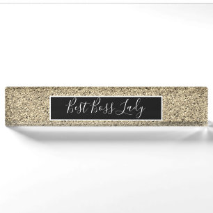 Eleganter Gold Glitzer Best Boss Lady Namensplakette