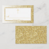 Eleganter Gold-Glitzer-Bestätigung oder Taufen Platzkarte (Vorne/Hinten)