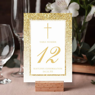 Eleganter Gold-Glitzer-Bestätigung oder Taufen Tischnummer