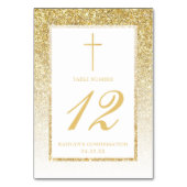 Eleganter Gold-Glitzer-Bestätigung oder Taufen Tischnummer (Rückseite)