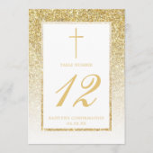 Eleganter Gold-Glitzer-Bestätigungs- oder Taufen-T Einladung (Vorderseite)