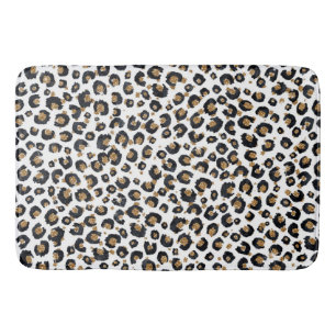 Eleganter Gold Glitzer Black Leopard Animal Print Badematte