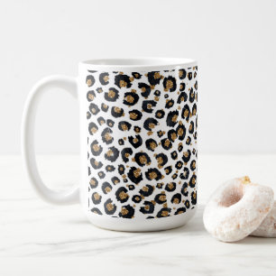 Eleganter Gold Glitzer Black Leopard Animal Print Kaffeetasse