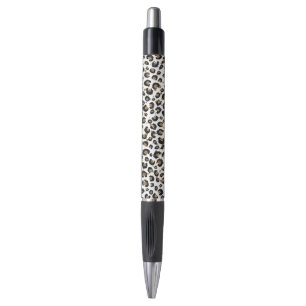 Eleganter Gold Glitzer Black Leopard Animal Print Kugelschreiber