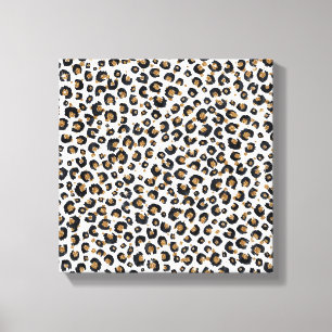 Eleganter Gold Glitzer Black Leopard Animal Print Leinwanddruck