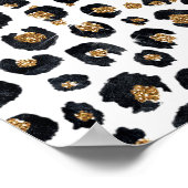 Eleganter Gold Glitzer Black Leopard Animal Print Poster (Ecke)