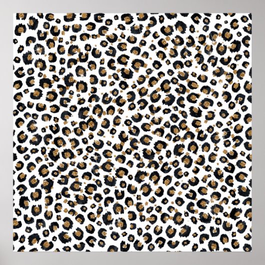 Eleganter Gold Glitzer Black Leopard Animal Print Poster (Vorne)