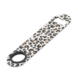 Eleganter Gold Glitzer Black Leopard Animal Print Speed Flaschenöffner