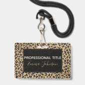 Eleganter Gold Glitzer Black Leopard Print Ausweis (Vorderseite mit Lanyard)