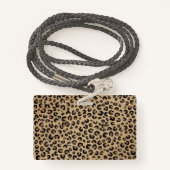 Eleganter Gold Glitzer Black Leopard Print Ausweis (Rückseite mit Schlüsselband)