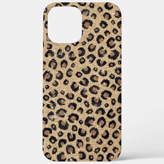 Eleganter Gold Glitzer Black Leopard Print Case-Mate iPhone Hülle (Rückseite)