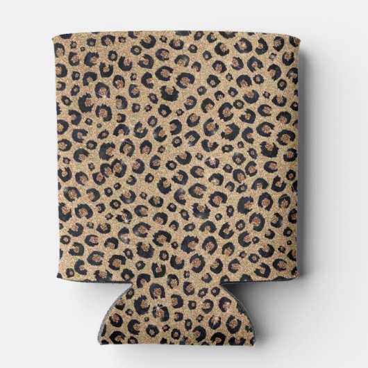 Eleganter Gold Glitzer Black Leopard Print Dosenkühler (Rückseite)