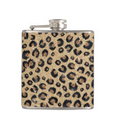 Eleganter Gold Glitzer Black Leopard Print Flachmann (Vorderseite)