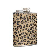 Eleganter Gold Glitzer Black Leopard Print Flachmann (Rechts)