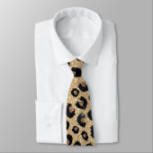 Eleganter Gold Glitzer Black Leopard Print Krawatte (Gebunden)