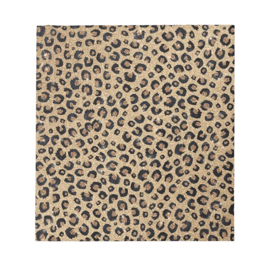 Eleganter Gold Glitzer Black Leopard Print Notizblock (Vorderseite)