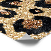Eleganter Gold Glitzer Black Leopard Print Poster (Ecke)