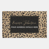 Eleganter Gold Glitzer Black Leopard Print Rechteckiger Aufkleber (Vorderseite)