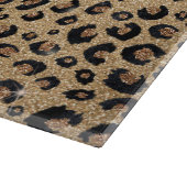 Eleganter Gold Glitzer Black Leopard Print Schneidebrett (Ecke)