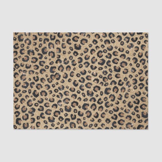 Eleganter Gold Glitzer Black Leopard Print Seidenpapier (Vorderseite)