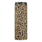 Eleganter Gold Glitzer Black Leopard Print Thermosbecher (Rückseite)