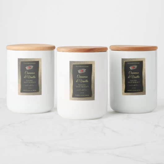 Eleganter Gold Glitzer Black Product Labels Ladybu Lebensmitteletikett (Flaschen)