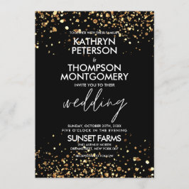 Eleganter Gold Glitzer Black Wedding Einladung