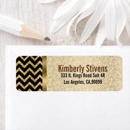 Eleganter Gold Glitzer Black Zickzack Gold Akzente (Insitu)