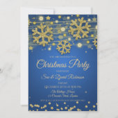 Eleganter Gold Glitzer Blue Christmas Holiday Part Einladung (Vorderseite)