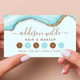 Eleganter Gold Glitzer Blue Marble Agate Modern Treuekarte