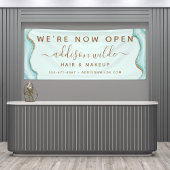 Eleganter Gold Glitzer Blue Marble Agate Moderner Banner