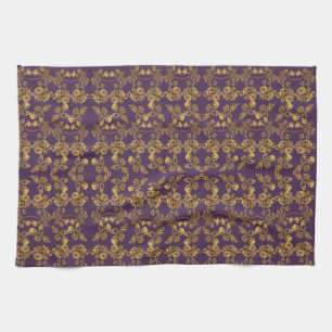 Eleganter Gold Glitzer Blumengarten Muster Geschirrtuch