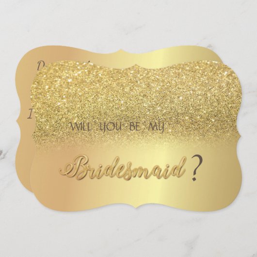 Eleganter Gold Glitzer Bokeh Bridesmaid Card Einladung (Vorne/Hinten)