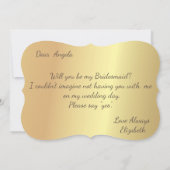 Eleganter Gold Glitzer Bokeh Bridesmaid Card Einladung (Rückseite)