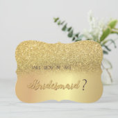 Eleganter Gold Glitzer Bokeh Bridesmaid Card Einladung (Stehend Vorderseite)