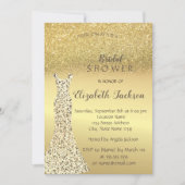 Eleganter Gold Glitzer Bokeh , Dress Brautparty Einladung (Vorderseite)