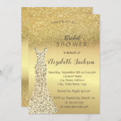 Eleganter Gold Glitzer Bokeh , Dress Brautparty Einladung (Vorne/Hinten)