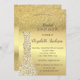 Eleganter Gold Glitzer Bokeh , Dress Brautparty Einladung