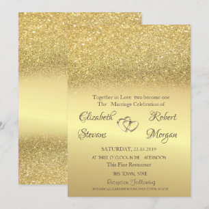 Eleganter Gold Glitzer Bokeh Einladung zur Hochzei