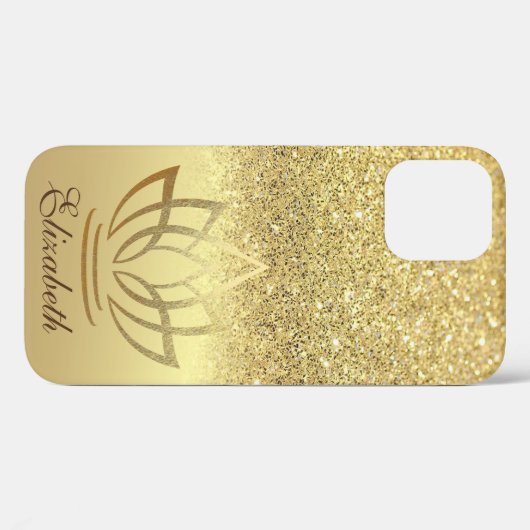 Eleganter Gold Glitzer Bokeh Gold Lotus Case-Mate iPhone Hülle (Rückseite (Horizontal))