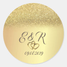 Eleganter Gold Glitzer Bokeh, Hearts Wedding