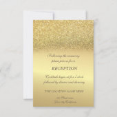Eleganter Gold Glitzer Bokeh Hochzeitsempfang Einladung (Vorderseite)